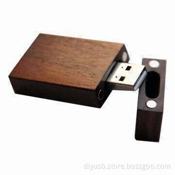 Wood Pen Drive with 1 to 32GB Memory Capacities, Free Logo and Original Chip Inside